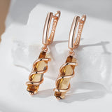 14K Gold Filled Fashion Light Brown AAA Zircon Crystals Unique Square Drop Earrings