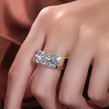 3.26 Carat D Colour Double Row Moissanite Diamonds Rings - S925 Silver 18K Gold Plated  Wedding Engagement Jewellery