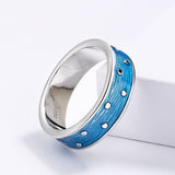 Fashion High Quality Handmade Enamel Blue Epoxy New Style 925 Rings