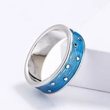 Fashion High Quality Handmade Enamel Blue Epoxy New Style 925 Rings