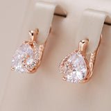 14 Karat Rolled Gold Water Drop AAA Zircon Diamonds Stud Fashion Earrings For Women