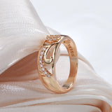 Stunning Hollow Vintage Pattern Filled 14K Rose Gold AAA White Zircon Dimaonds Rings, Smooth Geometric Jewellery