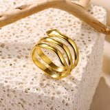 New In Stainless Steel 14K Gold Colour Rings For Women and Girls - Ideal Trendy Fashion Rings, Ideal Gifts - The Jewellery Supermarket