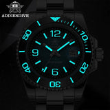 Fashion Blue 41mm AR Coated Waterproof 20Bar Luminous Diving Quartz Steel Watches