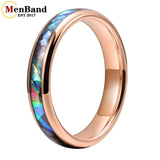 Multicolor Abalone Shell Inlay Domed Polished 4/6/8MM Men Women Tungsten Rings