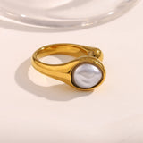 18K Gold Plated Vintage Style Geometric Asymmetric Snake Pearl Ring