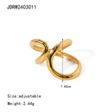 18K Plated Stainless Steel Minimalist Irregular Curve Geometric Curved Ring