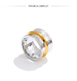 18K Gold Plated Stainless Steel Wide Minimalist  two-tone Distinctive High Quality Ring