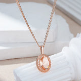 14K Rolled Ethnic Gold Big Oval Champagne Colour AAA Zircon Crystal High Quality Necklace