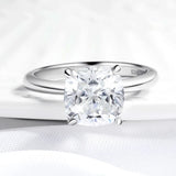 Amazing 1CT 2CT 3CT 3.5CT 5CT Cushion Cut VVS1 D Colour Moissanite Diamond Silver Ring
