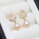 Flower Shape Design Real Multicolour Pearls AAA Zircon Diamonds Silver Earrings