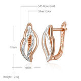 14 Karat Gold Filled Two tone Fashion Glossy Hollow Leaves Dangle Vintage Earrings