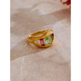 18K Gold Plated Stainless Steel Fashion Unique AAA Cubic Zirconia Diamonds Lip Design Ring
