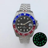 NH34 GMT Luminous Bezel Sapphire Glass Stainless Steel Bracelet Mechanical Watch