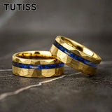 Meteorite Nebula Inlay Hammered 6/8mm Gold/Silver Color Tungsten Ring for Men Women