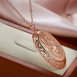 14K Gold Filled Vitality Plant Retro Texture Big Charm Pendant Necklaces for Women