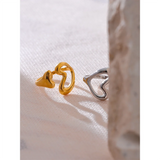 18K Gold Plated Stainless Steel Heart Love Hollow Minimalist Ring