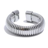 18K Gold Plated Fashion Stainless Steel Round Elastic Minimalist Metal Classic Open Ring