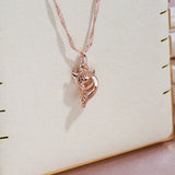 Marvelous Red Filled 14K Rose Gold AAA Zircon Crystal Fox Pendant Necklace - Animal-shaped Fine Jewellery