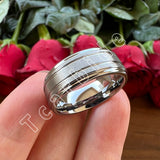 Grooved Stepped Finish 4 Colors 8mm Men Women Tungsten Satin Wedding Rings