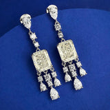 Excellent Moissanite Diamonds Dangle Earrings for Women - Silver Drop Earrings Fine Jewellery for Special Occasions - The Jewellery Supermarket