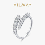 Luxury Sparkling Dual-Row Silver Round AAAA Lab Created Diamond Resizable Rings