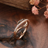 Stunning Micro Inlay Filled 14K Rose Gold Black White AAA Zircon Diamonds Pe rsonality Ring - Fashion Jewellery