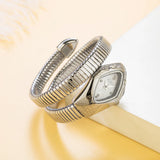 New Luxury Top Fashion Brand Snake Design Gold Colour Stainless Steel Bracelet Quartz Ladies Wristwatches