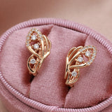 14K Rolled Gold Butterfly AAA Zircon Diamonds Symmetrical Wing Glossy Hollow Earrings