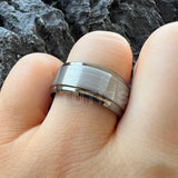 Stepped Beveled Brushed Finish 10MM Classic Men Women Tungsten Carbide Rings