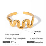 18K Plated Stainless Steel Minimalist Irregular Curve Geometric Curved Ring