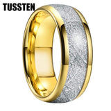 New Arrival Tungsten Bright Meteorite Inlay Domed Polished Mens Women Wedding Rings - Fashion Jewellery - The Jewellery Supermarket