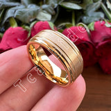 Grooved Stepped Finish 4 Colors 8mm Men Women Tungsten Satin Wedding Rings