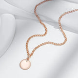 Charming Rolled Rose Gold of 14-Karat Purity Simple Round Pendant Necklace - Fashion Girl Neck Chain Jewellery