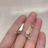 New Luxury Rolled Rose Gold of 14-Karat Purity Vintage Style Geometric Earrings - Trendy Exquisite Jewellery