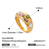 14K Gold Plated Multicolour Cubic Zirconia Diamonds Ring for Women - Fashion Jewelery