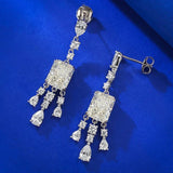 Excellent Moissanite Diamonds Dangle Earrings for Women - Silver Drop Earrings Fine Jewellery for Special Occasions - The Jewellery Supermarket