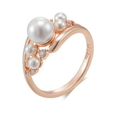 Unique Vintage Pearl Fashion 14K Rolled Rose Gold AAA+ Zircon Ring for Women - Daily Fine Jewellery