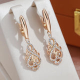 Luxury Natural Zircon 14K Rose Gold Filled Long Dangle Fashion Earrings - High Quality Jewellery