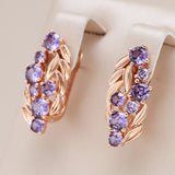 14 Karat Gold Filled Shiny Purple AAA Zircon Crystal Vintage Dangle Earrings for Women