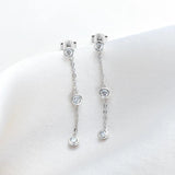 New Arrival Silver Jewellery Set 2.5mm Round Moissanite Diamonds Necklace Choker & Long Drop Dangle Earrings Set - The Jewellery Supermarket