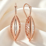 14K Gold Filled Geometric Rhombus Full AAA Zircon Diamonds Dangle Elegant Earrings