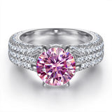 Selection of 2 Carat Multicolour VVS1 D Colour Moissanite Silver Wedding Rings
