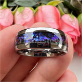 Orion Nebula Galaxy Opal Inlay 8mm Silver/Black Tungsten Rings for Men Women