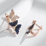 14 Karat Gold Filled AAA Zircon Crystals Unique Butterfly Dangle Luxury Earrings