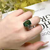 Excellent Luxury Silver Crushed Ice Cut 14CT AAAAA High Carbon Lab Created Sapphire Citrine Gemstone Big Rings - The Jewellery Supermarket