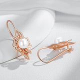 14 Karat Rolled Gold Luxury Unique Geometric Hollow Pearl Drop  Jewellery Earrings