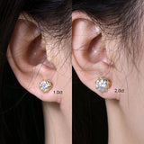 Flower Design D Colour 6mm/8mm Solitaire Moissanite Diamonds Unisex Stud Earrings