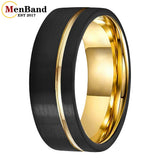 Offset Grooved Brushed Finish 6/8MM Men Women Tungsten Carbide Wedding Rings