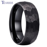 Multi-Faceted Hammered Brushed Finish 4/6/8MM Men Women Tungsten Wedding Rings